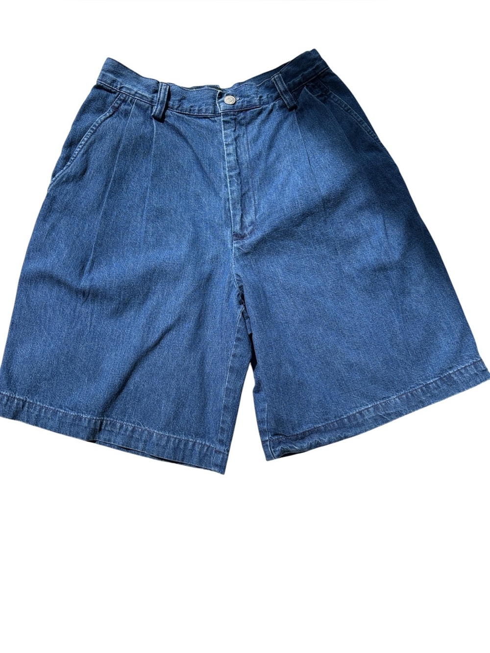 Vintage 80s Ralph Lauren Country 100% Cotton Pleated Denim Bermuda Shorts, Sz 4